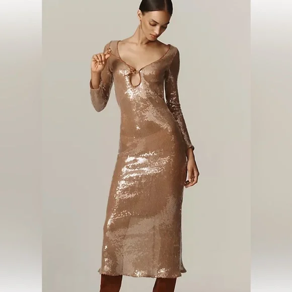 gold sequin bardot dress Bardot Structured Sequin Maxi Dress Gold